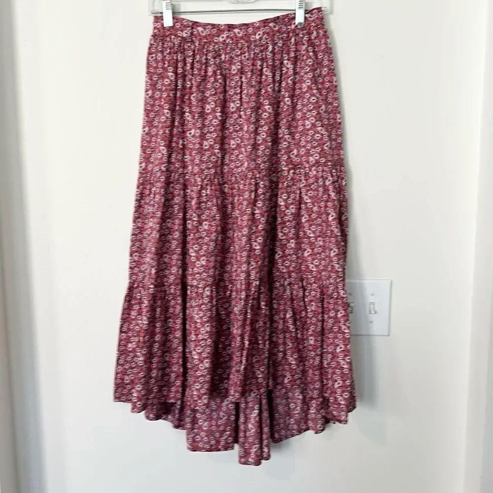 Xirena Floral Hi/lo Tiered Midi Skirt M